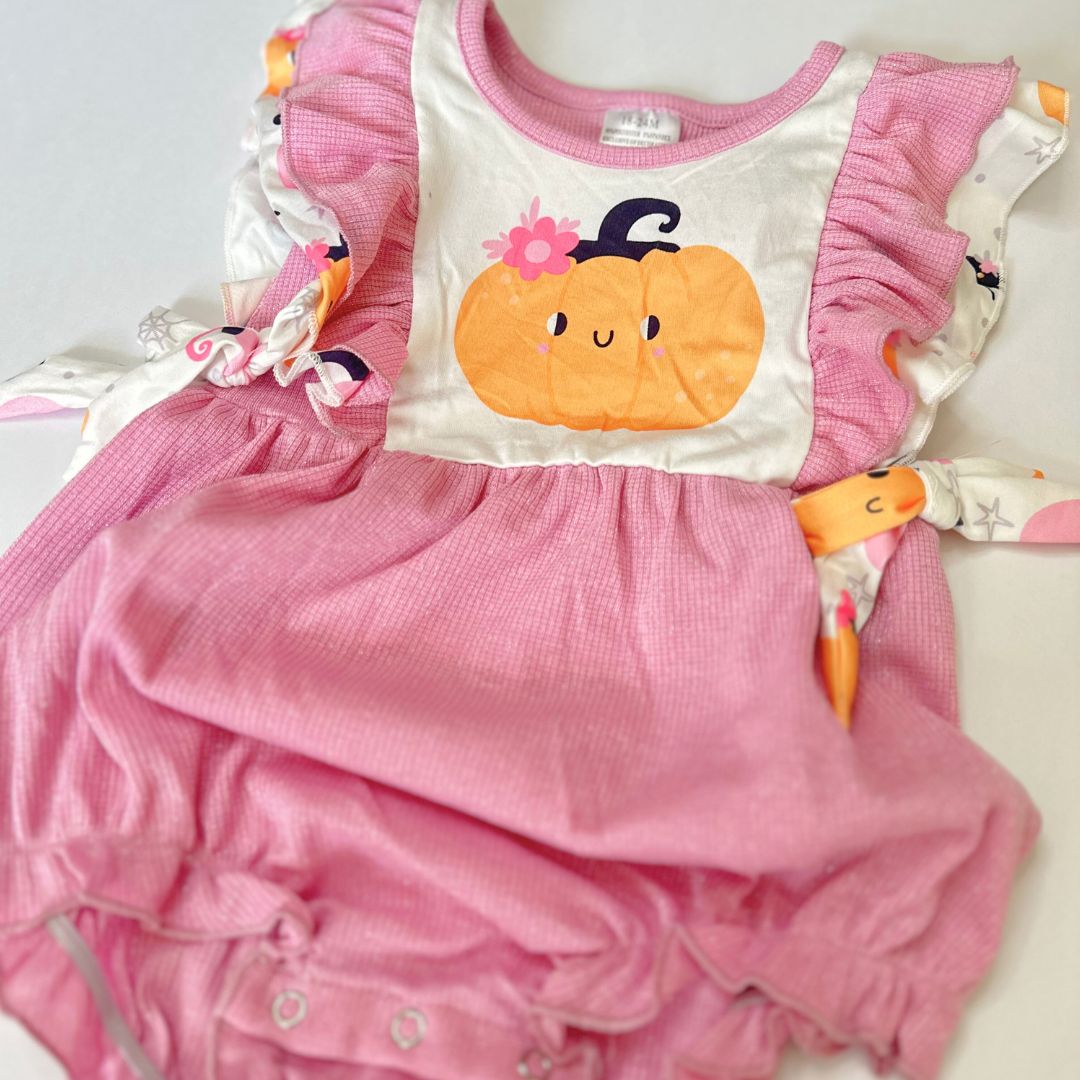 Pink Pumpkin Baby Girl Romper