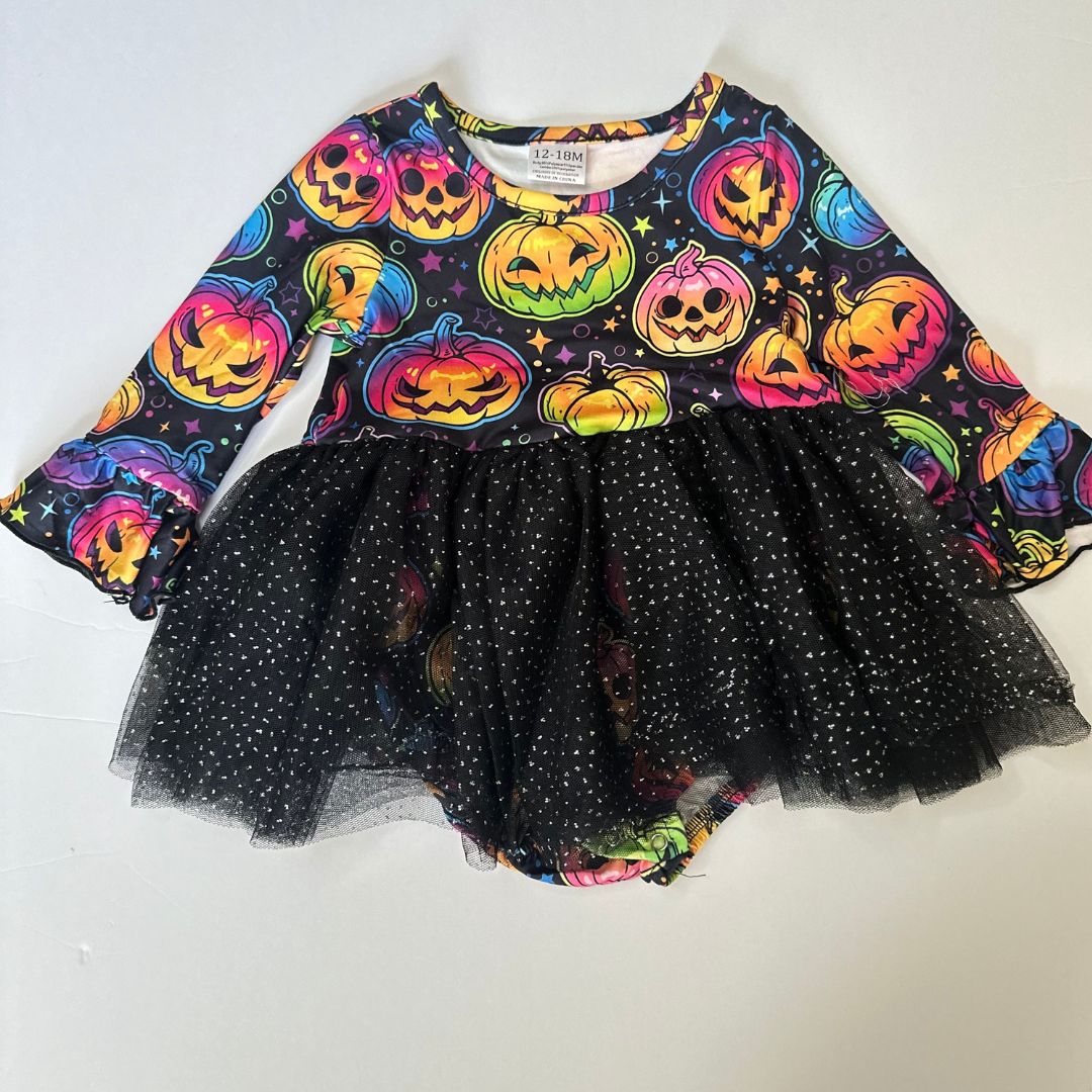 Colorful Pumpkin Baby Girl Romper