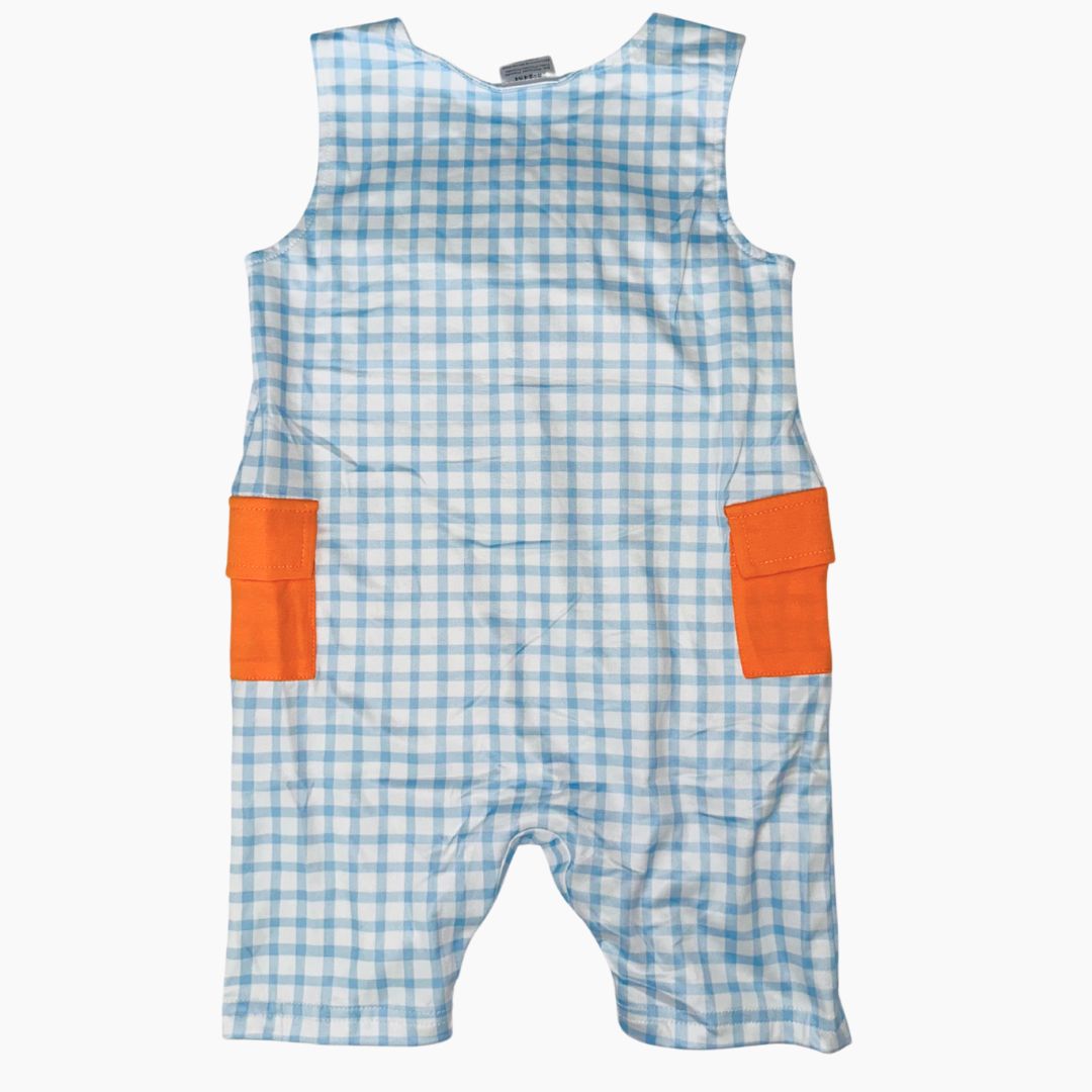 Blue Plaid Ghosties Baby Boy Romper