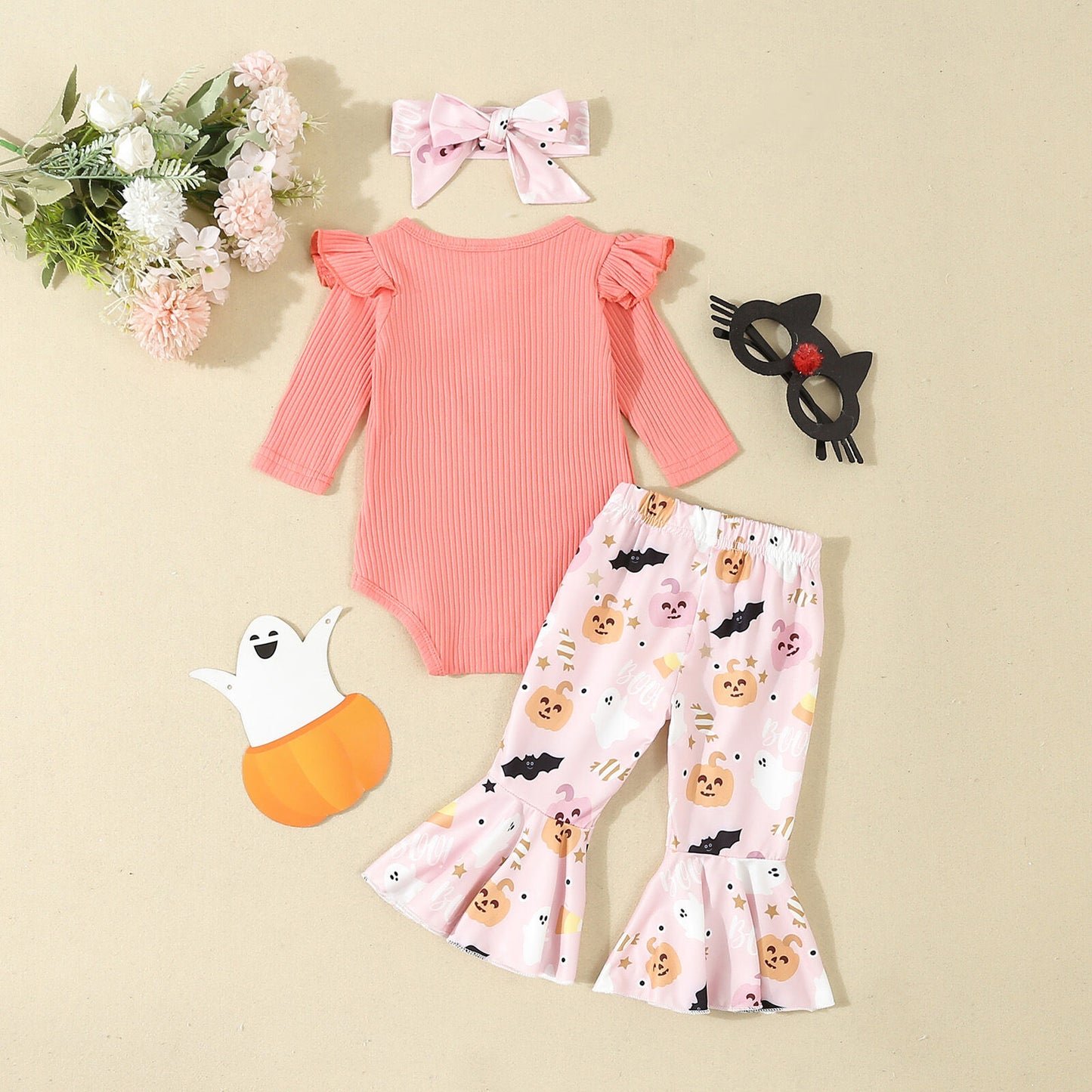 Cutesie Pumpkin Bat Bellbottom Set