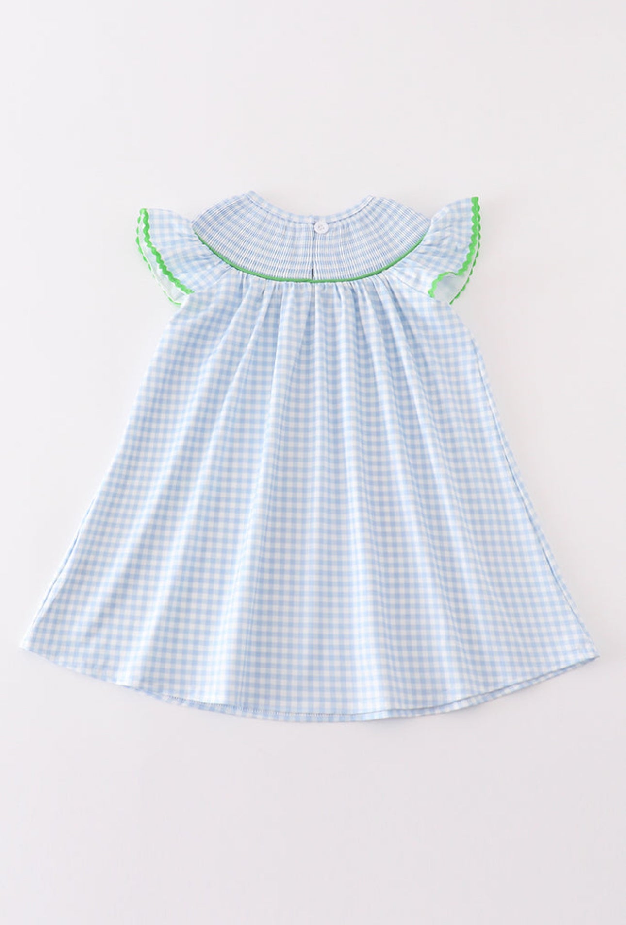 Blue Plaid Christmas French knot smocked Dress