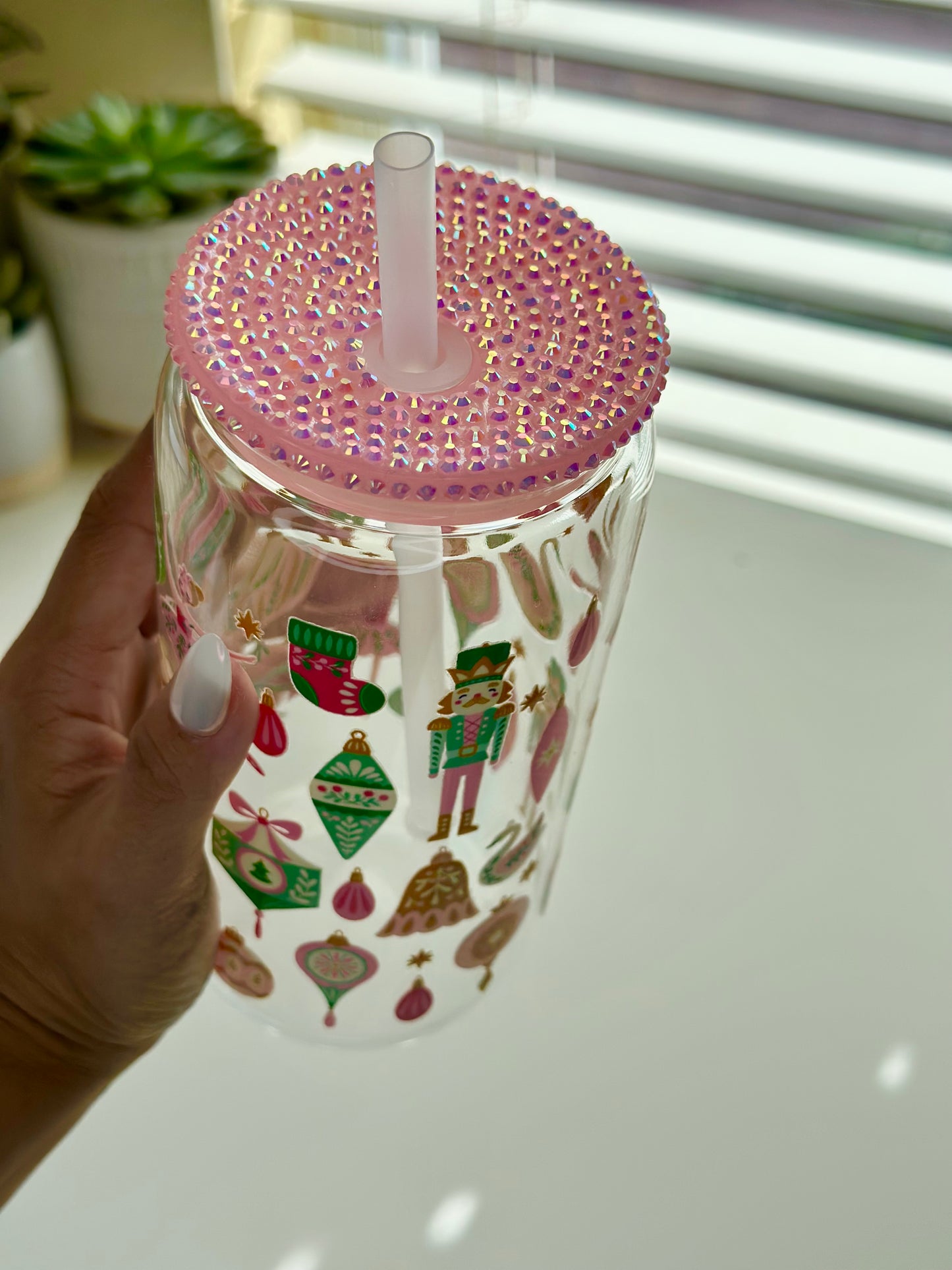 Nutcracker and Ballerina Cup w/ Bling lid