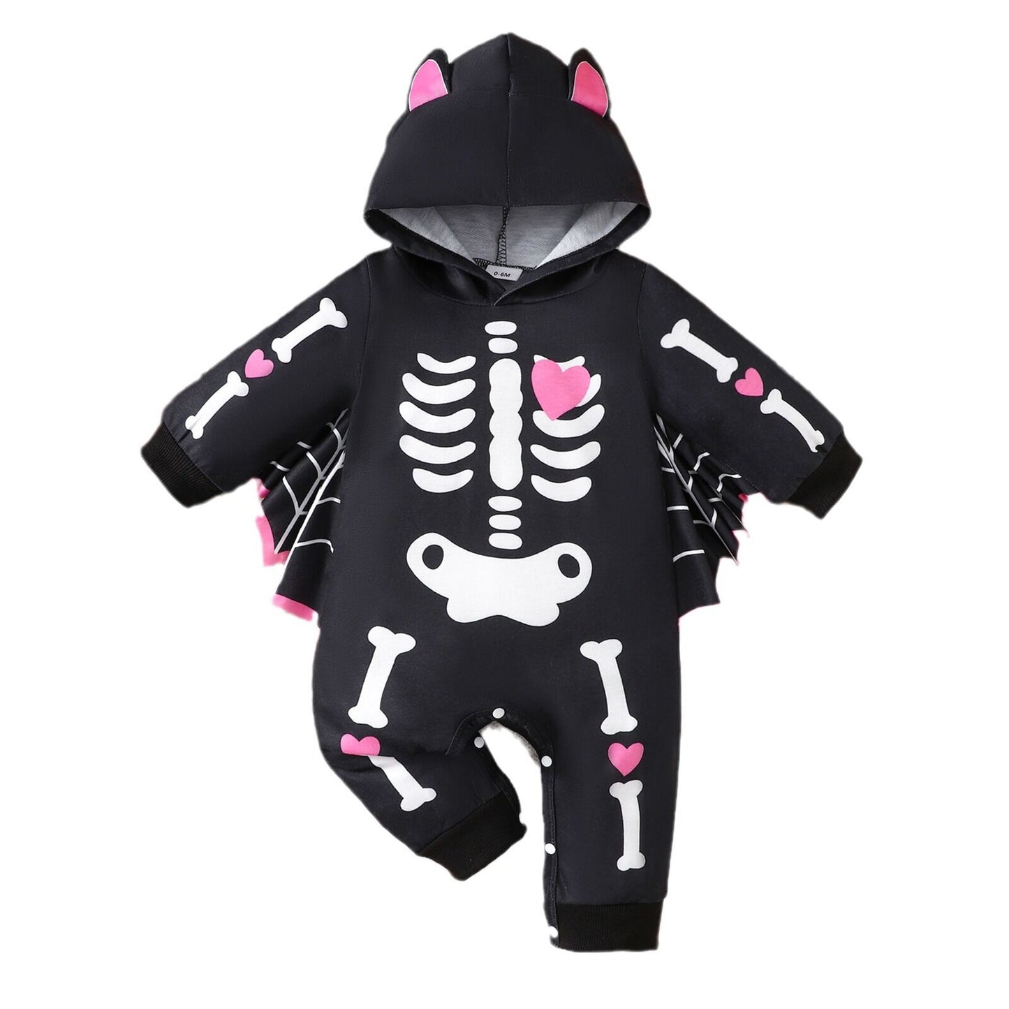 Pink Heart Skeleton Bat Girl