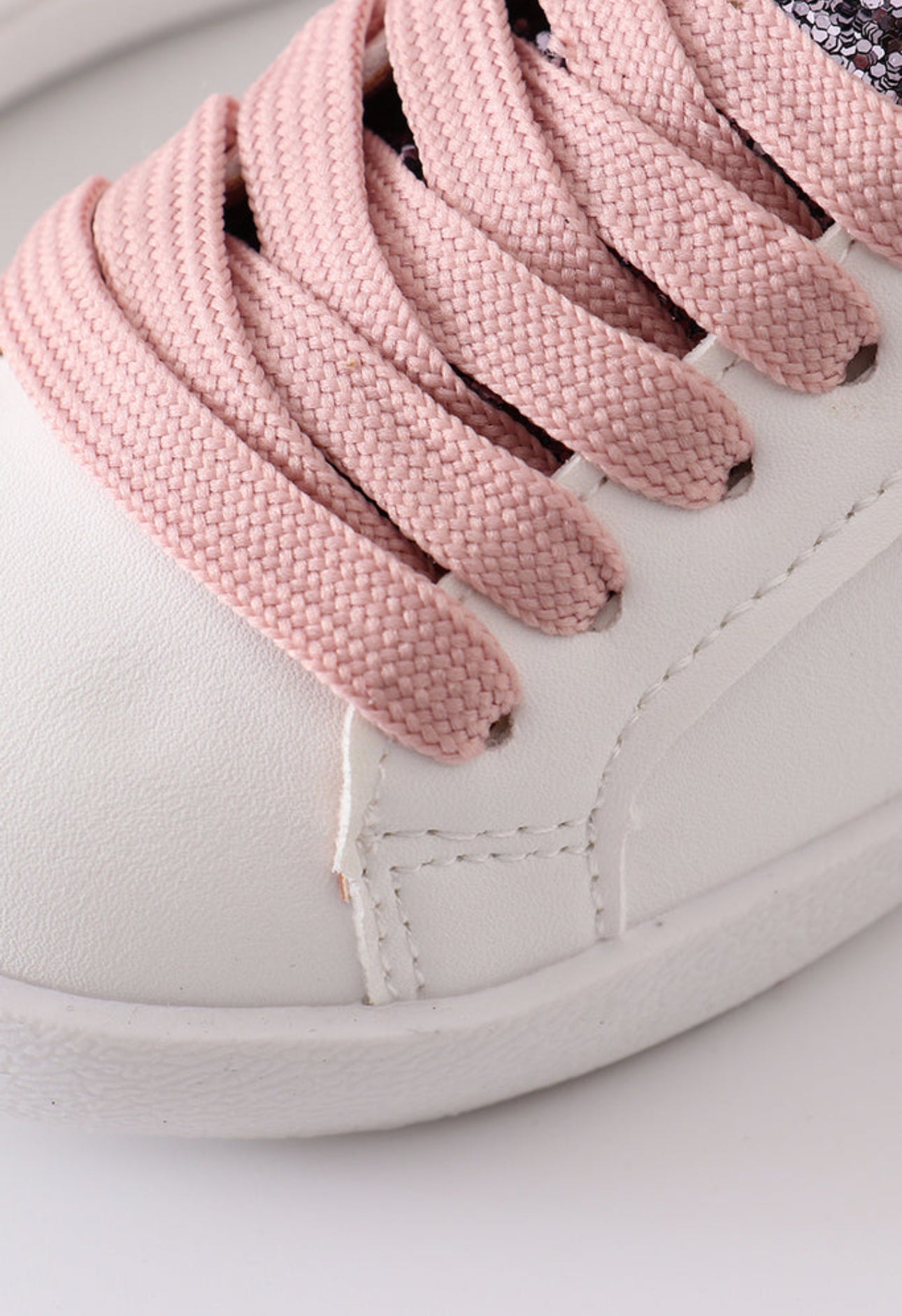 White with Pink Star Glitter Sneaker