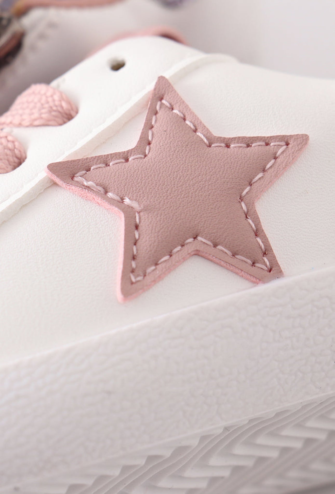 White with Pink Star Glitter Sneaker