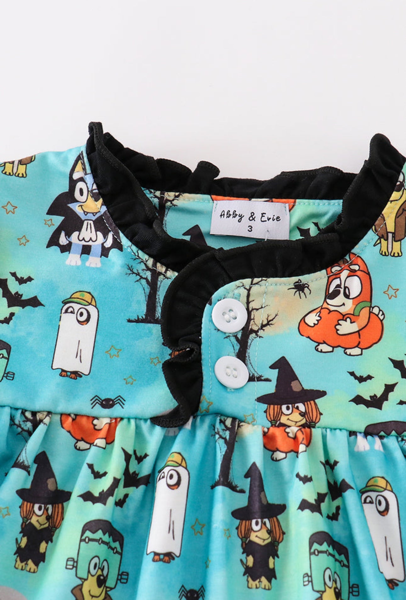 Blue Character Print Halloween Dress