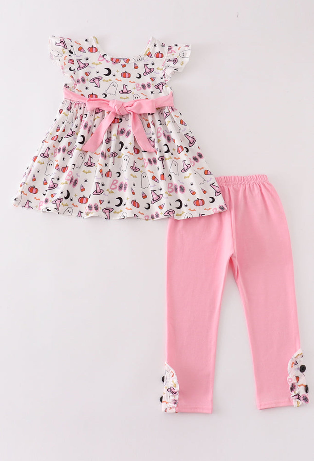 Pink "BOO" Ruffle Shirt Set