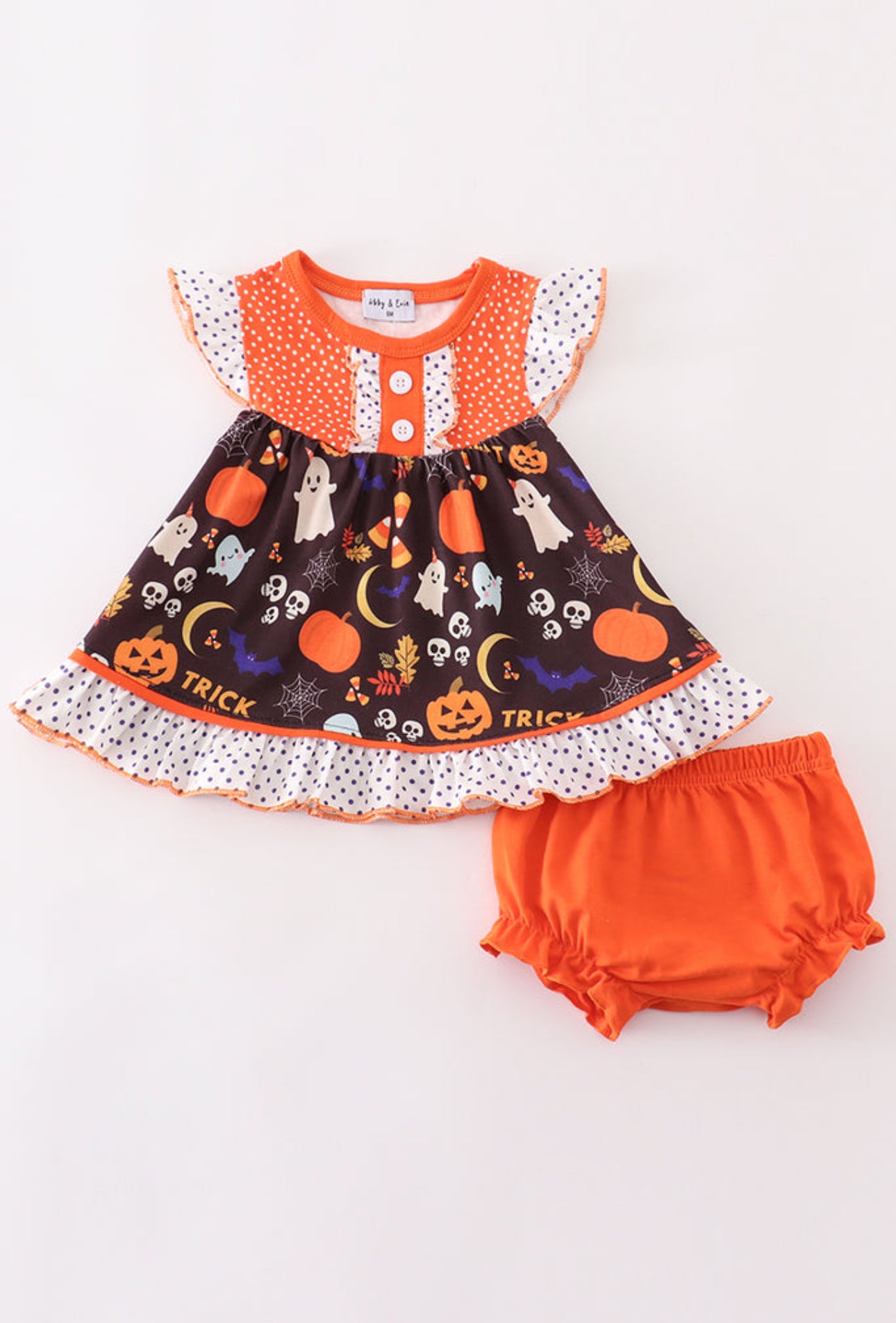 Orange Baby Ruffle Bummie Set