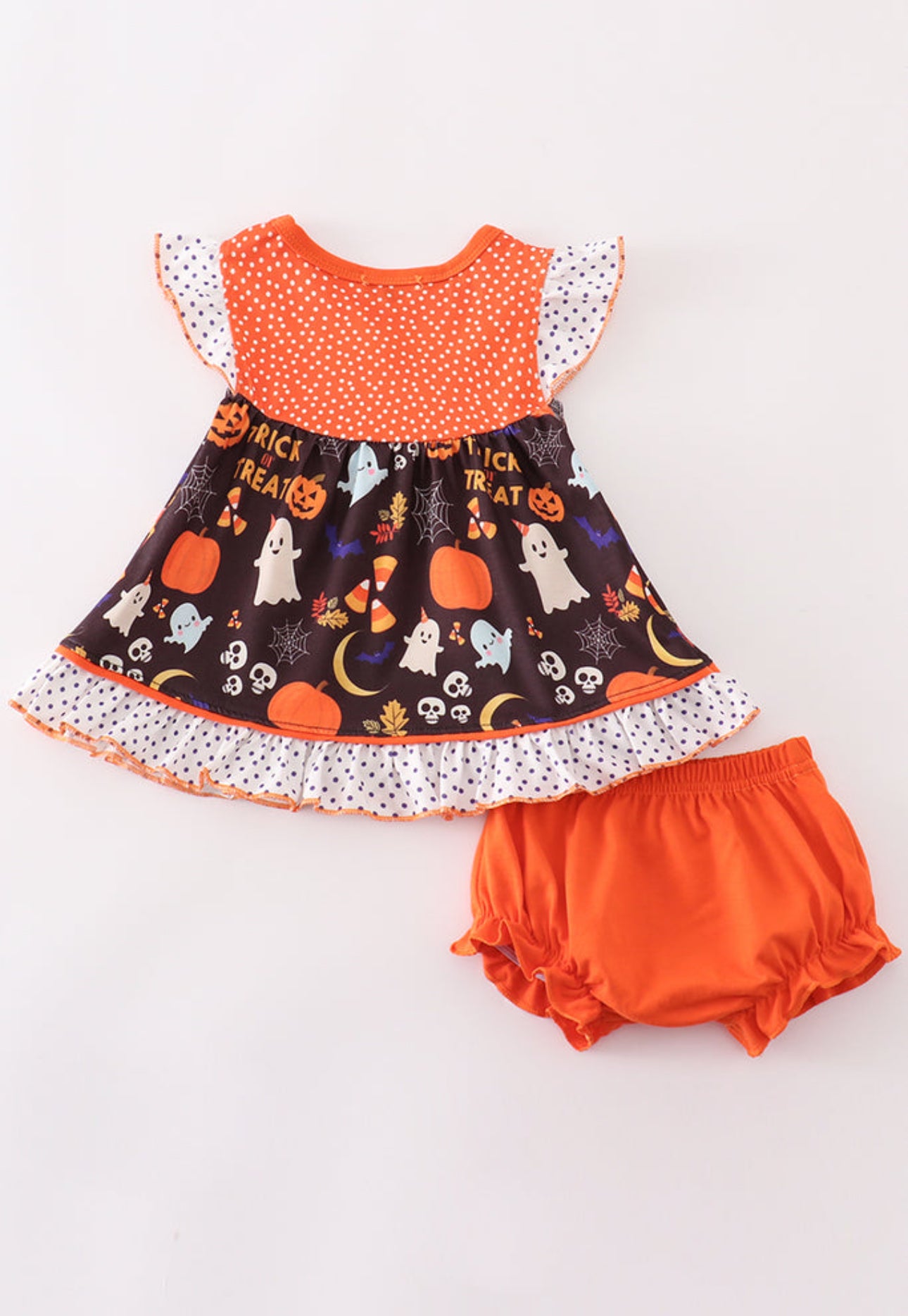 Orange Baby Ruffle Bummie Set