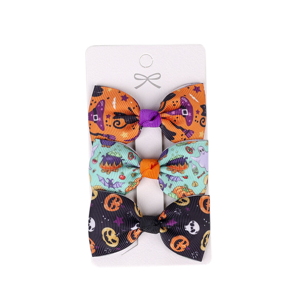 3 pack Halloween Hair bow clips